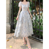French Gentle Fairy Floral Collar Dress Women Summer Fat Mm Waist Thin Temperament Elegant
