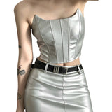 2024 Summer New Women's Pure-Colored Breast-Covered Umbilled Vest Bagted Hip Skirt