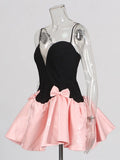 Temperament Dress Woman 2025 Spring New Fashion Sweet Wind And Bow Splicing Design-Sensitive Sling