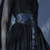 MAO Yamamoto Dark Summer Beach Black White Super Long Irregular Big Swing Elegant Suspender Dress Women Femme Y2K