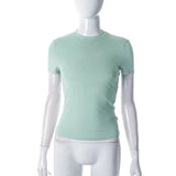 Zingj Women's Spring New Hot Selling Solid Color Round Collar Short Sleeve Basic T-Shirt Top-Outfit