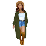 Zingj New Women's Pure Color Casual Sweater Cardigan Long