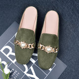 And Autumn Bag Head Flat Bottom Half Slippers Women Lazy Head No Heel Muller Single Shoe Size