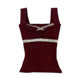 Coquette Lace Patchwork Bow Cami TopOutfit