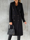 Women's Spring 2025 Coat Hair, Coat Solid Long Sleeve Double Buckle Bag Temperament