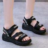 Zingj Sports Sandals Summer 2023 New Korean Platform Platform Casual Beach Sandals- Outfit