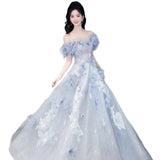 Evening Dress Women's 2025 New Word-To-Shoulder Light-To-Small Day Party Adult Dress Voice Art