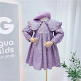 Piece 2021 Spring Autumn Baby Girl's Cute Floral Print Dress Children Fashion Party Dress Kids Infant
