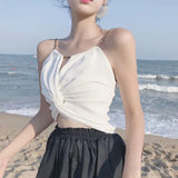 Women Camis Top Suspender Vest Sexy Pink Black White Slim Party Beach Vest Short Crop
