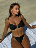 2024 Sexy Solid Color Special Fabric Dew Back Drawstring With Deibody Swimsuit