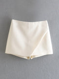 2022 Green Skirt Shorts Women Pink High Waist Bermuda Shorts Woman Streetwear Asymmetric Skort Summer Casual Shorts