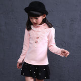 Spring Autumn Cotton Children Base T Shirts Baby Girls Clothes Long Sleeve Floral Casual T Shirt Tops Kids Lace T