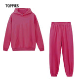 2021 Women Hoodies and Sweatpants White Tracksuits Female Two Piece Solid Color Pullovers Jacket Lounge Wear