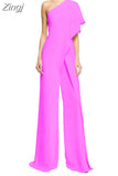 Women One Piece Jumpsuit Dress One Shoulder Casual Overalls Streetwear Wide Leg Jumpsuits Elegant Lady Party Romper
