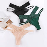Set Women Sexy Lace Panties Transparent Low-waist Underpant Hollow Out Thong Female Seamless G-string Underwear