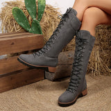 Boots 2025 Autumn New Patent Leather Round Head Thick And Middle Knight