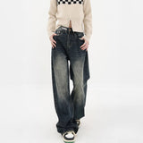 Y2k Baggy Jeans Women Streetwear Retro Blue Fashion Autumn Washed High Waist Pants Loose Wide Leg Denim Trousers
