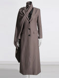Fire Millard Wind 2025 Autumn New Scarf Collar Long Sleeve Personality Hollow Design Solid Color Trench Coat