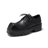 2025 New Youth With Square Head British Wind Thick Bottom Niche Casual Daily Leather Shoes