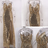 V Neck Maxi Long Sequins Summer Dress Women Sleeveless Off Shoulder Dress Christmas luxury Nightclub Party Dresses