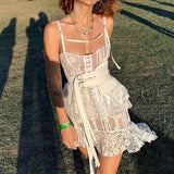 Chest Breasted White Irregular Lace
