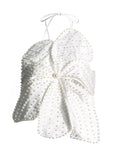 Hot Girl Designer Autumn 2025 New Hanging Neck Three-Dimensional Flower Nail Bead Pearl Wipe Chest