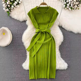 Zingj Summer Korean Version Retro Temperament Short Sleeve Polo Collar And Waist Show Thin Bow Tie With A-Line Knit