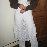 Zingj Court Style Hook Flower Flounces Irregular Lace Half Skirt Female Low Waist Solid Color Foundation A Word Short