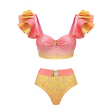 Gradient Print Split Swimsuit Women 2025 New Bikini Skirt Three-Piece