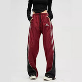 Zingj Casual Sports Pants Female Summer Thin Straight Tube Wide Legs Loose Versatile Speed Dry Overalls Red