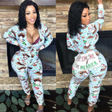 Zingj Womens Sexy Nightwear Christmas Pajamas Sleepwear Pyjamas fashion Romper new underwear casual printed Jumpsuit Set Xmas 211-0-Outfit