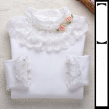 Spring Autumn Cotton Children Base T Shirts Baby Girls Clothes Long Sleeve Floral Casual T Shirt Tops Kids Lace T