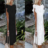 Summer New Multi-Sleeved Isn Casual Back Collar Slit Medium-Length Jacquard