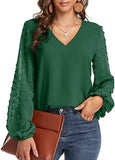 Women Blouse 2022 Spring Fashion V Neck Long Sleeve Elegant Office Work Shirts Tops Lady Plus Size Casual Chiffon