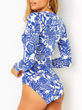 Printed Swimsuit Women 2025 New Long-Sleeved Zipper Surfsuit Sexy Swimsuit