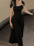 Women Summer Korea Style Off Shoulder Black Evening Dress Female Elegant Party Evening Vestdios