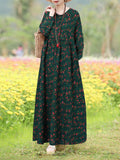 Women's Floral Printed Dress 2024 ZANZEA Autumn Long Dresses Casual Long Sleeve Maxi Vestidos Female Robe Oversized-Outfit