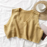 Vest Women Hot Sale Fashion Simple Solid Spring Fall Ladies Cropped Sweaters All-match Korean College Female
