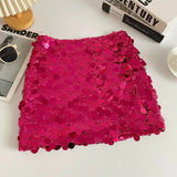 Champagne Sequin Mini Skirts For Women Fashion Sexy Shiny High Waist Aline Skirt Purple Glitter Evening Party Club