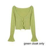 Y2k Vintage T-shirt Women Skinny Sexy Two Pieces Tops Streetwear Lace Up Tank+ Cloak Gothic Clothes Sunmmer