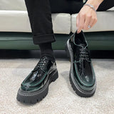 Zingj Men's Casual Leather Shoes Male Round Head British Patent Leather Breathable Men's Shoes Business Dress Wedding Groom Shoes
