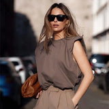 Sleeveless Top Female O Neck White Women Blouse Shirt Ladies Loose solid Chic Casual Blouses Black 2020 Cotton