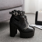 thick heel high heel thick sole cool bootsOutfit