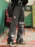 Hip Hop Jeans Woman Vintage Y2k Aesthetic Harajuku Print Denim Pants Women Korean Fashion Wide Leg Jean Trousers