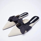 ZARZ Women Flat Sandals Summer 2022 New Fashion Golden Round Toe Bow Sexy Outer Wear Sandals And Slippers Women Beach Luxury