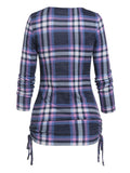 Print Cinched O-ring Faux Twinset T-shirt Women Long Sleeve Combo Tee Casual