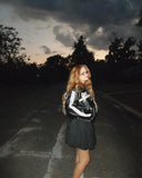 Black Bow Faux Leather Biker Jacket- Outfit