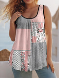 Round Collar Vest New Art Splicing Pattern 3D Digital Printing Sleeveless Women's Folding