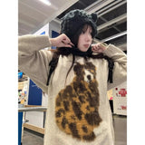 Dog Fuzzy Print Sweatshirt-Outfit