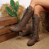 Boots 2025 Autumn New Patent Leather Round Head Thick And Middle Knight